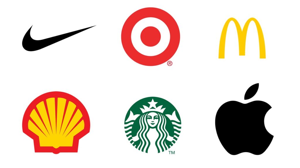 Examples different shapes of company logos.