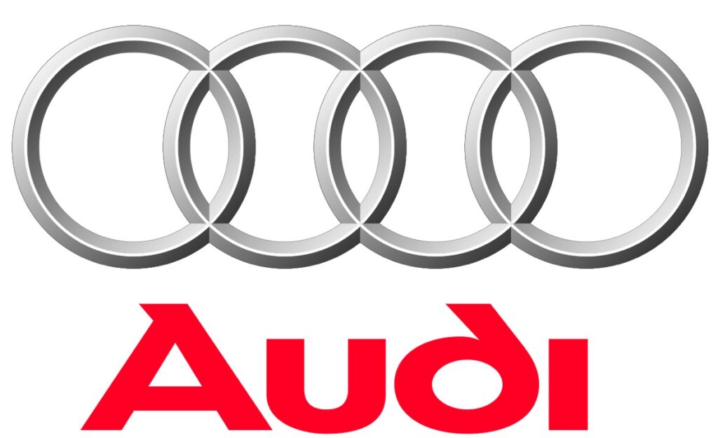 An example of a company using familiar, cultural symbolism as part of their logo (Audi Olympic rings).